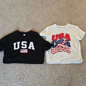 SHEIN USA Graphic Kids Tees - Black and White